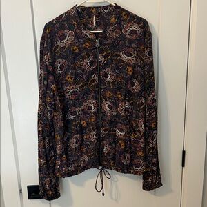 Free People Multicolor Floral Bomber Jacket